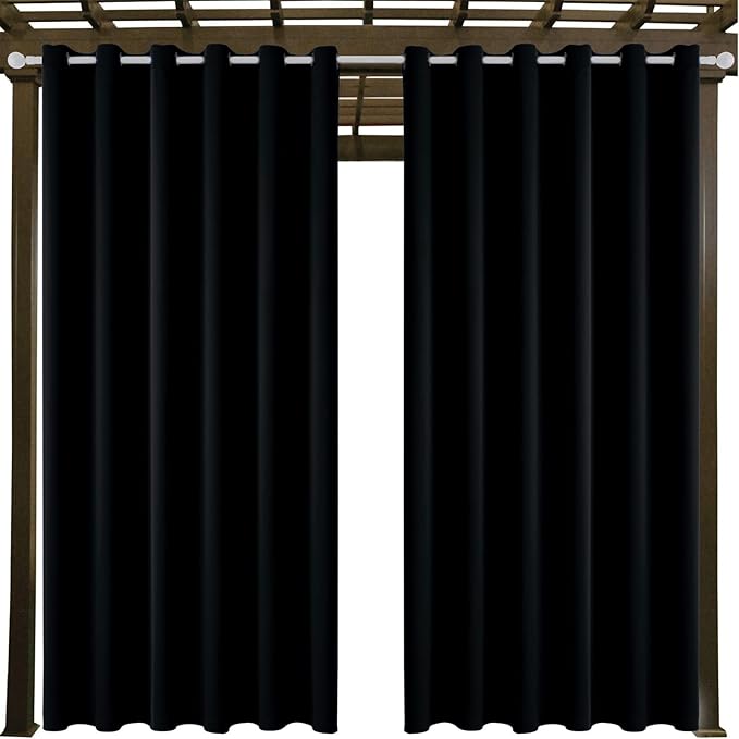 Water Proof Outside Curtains with Grommet Top for Porch, W84 x L120 Thermal I...
