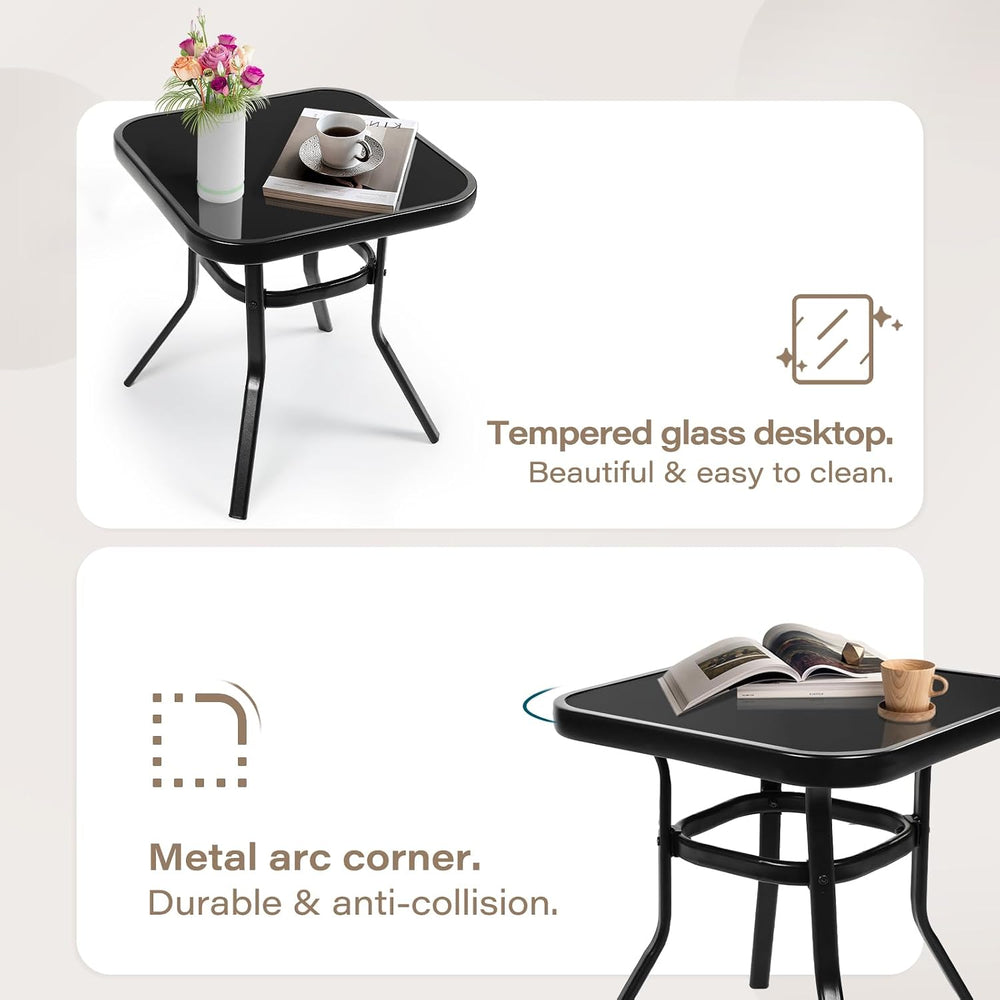 SOLAURA 3-Piece Outdoor Rocking Chairs Bistro Set, Black Iron Patio Furniture...