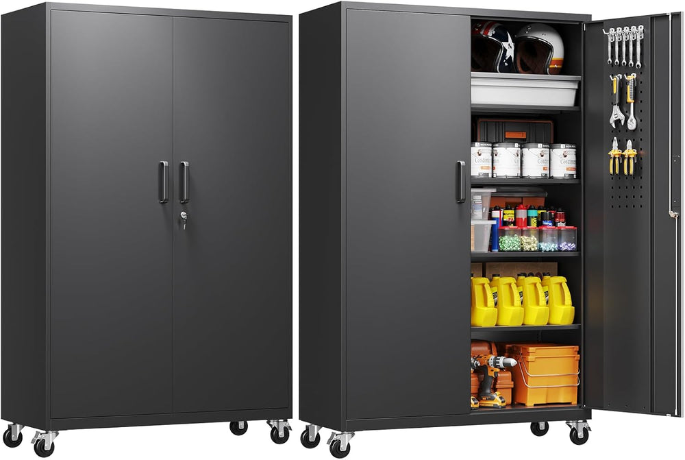 Yizosh Metal Garage Storage Cabinet with Locking Doors and Adjustable Shelves...