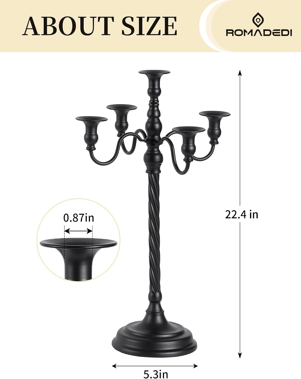 Romadedi Black Halloween Candle Holder: 2pcs 22-Inch Tall Candelabra