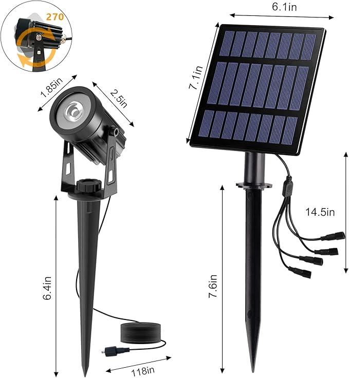 T-Sun Solar Spotlights - 4-in-1 Outdoor Waterproof Auto ON/OFF Solar Lights f...