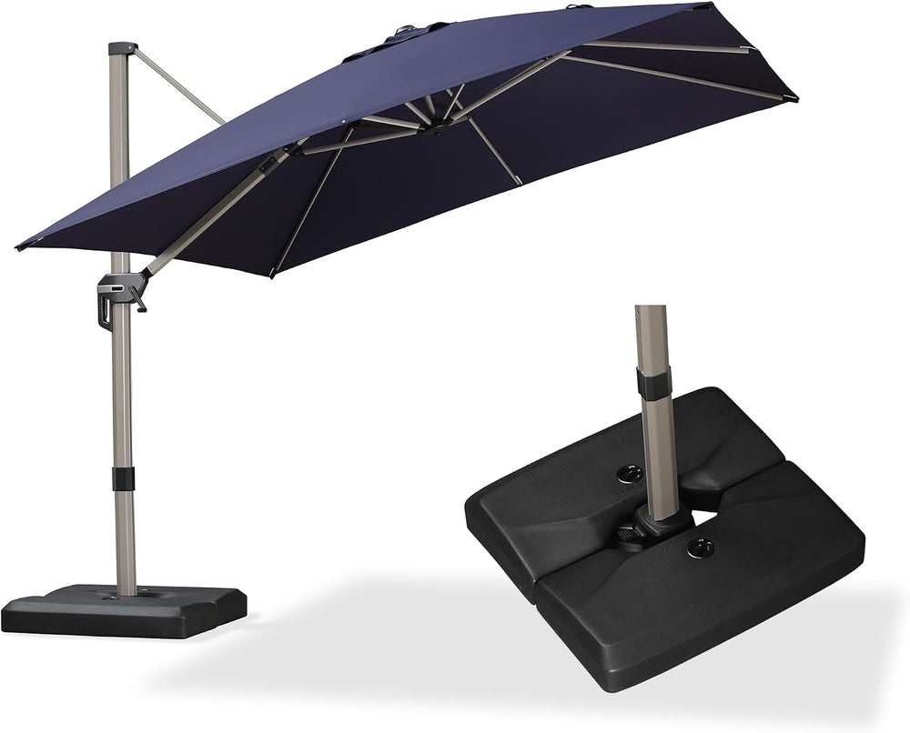 PURPLE LEAF Cantilever Umbrella with Base 10' x 10' UV Protection Nav...