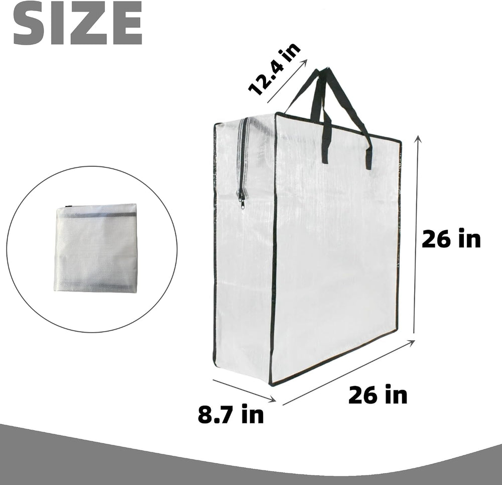 6 Pack Clear Storage Bags with Zipper and Handles, Blanket Bags For Closet St...