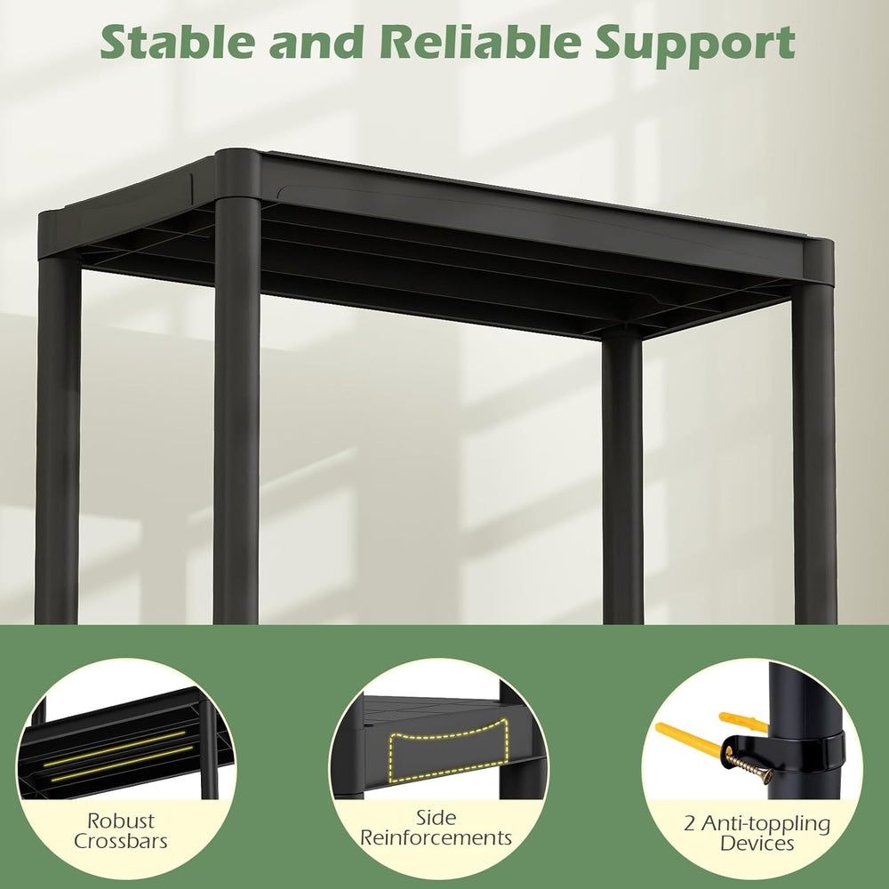 GIANTEX 4-Tier Heavy-Duty Plastic Storage Shelves (1,24" x 12.5" x ...