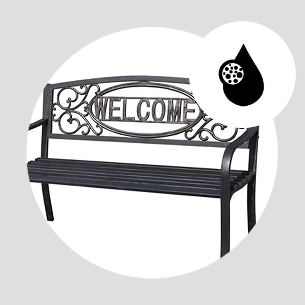 Four Seasons Courtyard Welcome Outdoor Park Bench Powder Coated Steel Frame F...