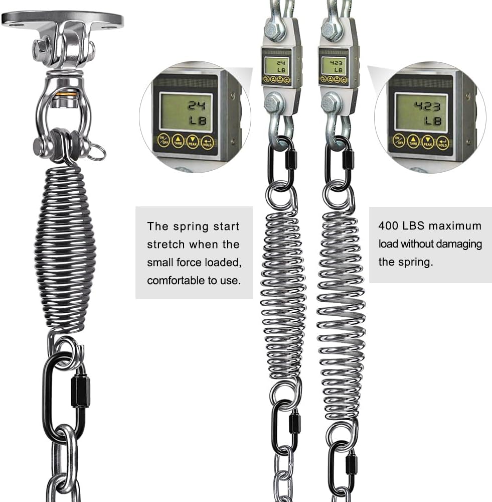 SELEWARE Hammock Chair Hanging Kit, Bearing Swing Hanger w/Spring & Chain