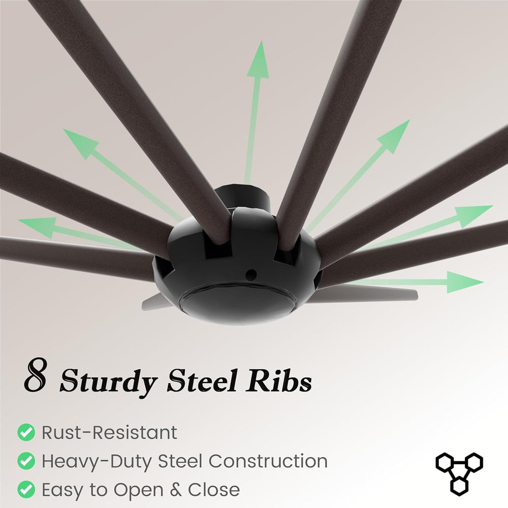11FT Cantilever Umbrella with Heavy-Duty Base, Outdoor Large Round Aluminum O...