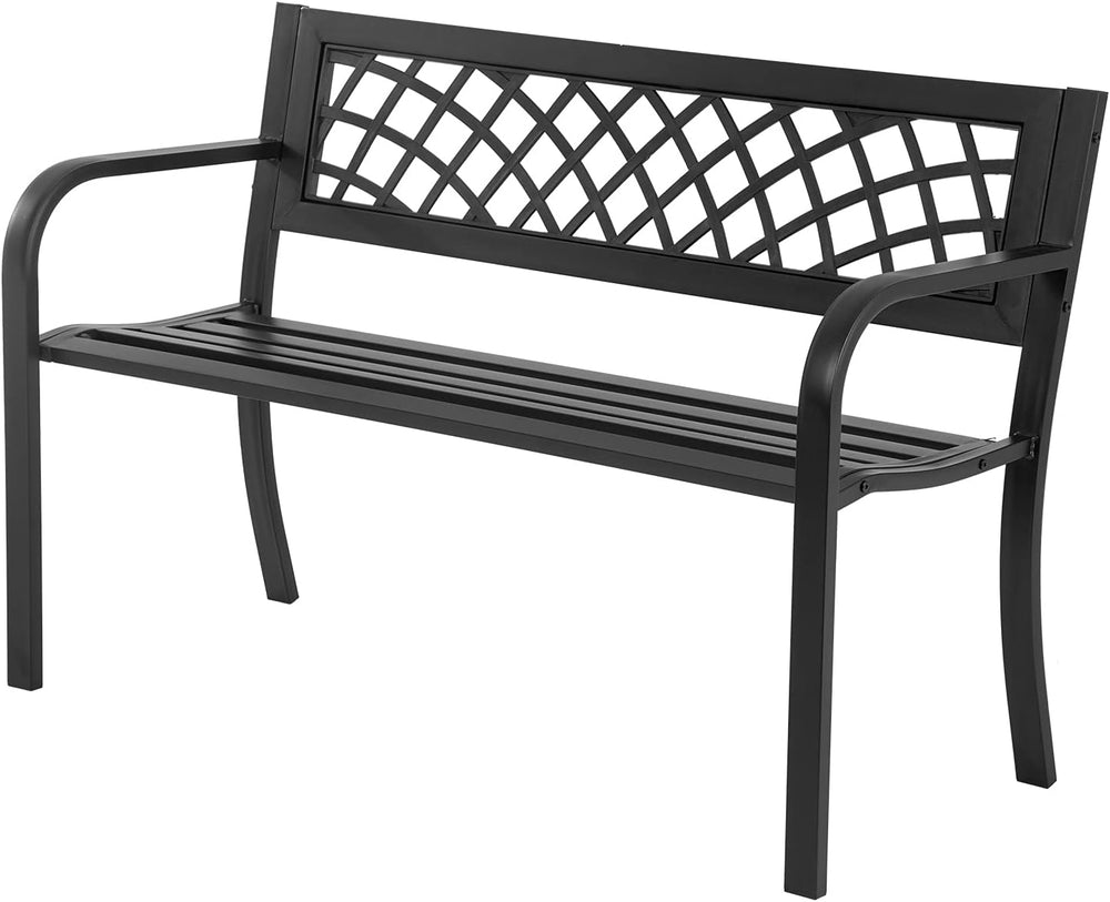 FDW | 46" Outdoor Garden Bench | Black | 480lbs Load Capacity