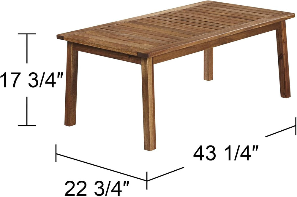 Perry Farmhouse Rustic Acacia Wood Rectangular Outdoor Coffee Table 43 1/4&qu...