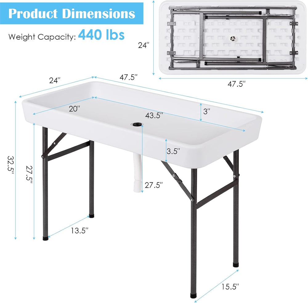 4 Foot Ice Cooler Table, Folding Buffet Cold Food Keeper w/Removable Matching...