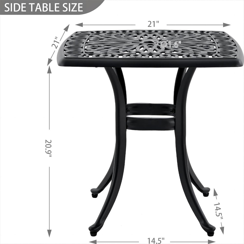 Outdoor 21" Cast Aluminum Square Side Table Set of 2 End Table for Patio...