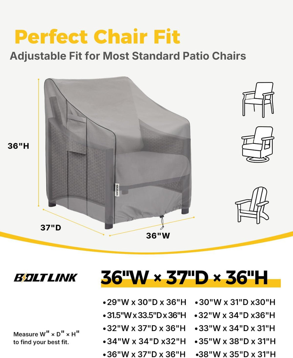 Patio Chair Covers Waterproof, Heavy Duty, 36x37x36 in, 2 Pack