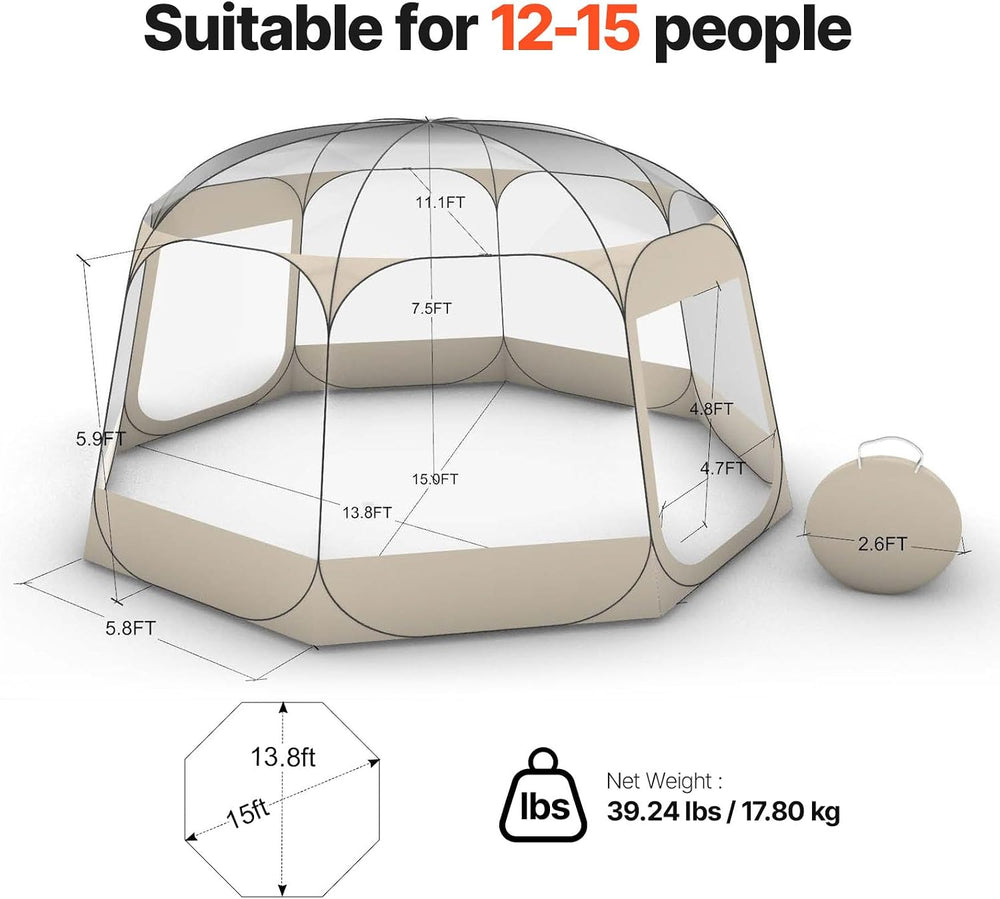 VEVOR Pop up Sports Tent, 8 Sizes Optional Clear Bubble Tent for 1-6 Person, ...