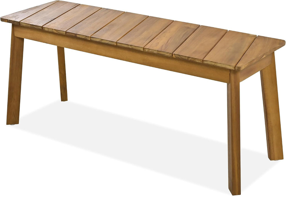 3 Pieces Patio Dining Set, Outdoor Acacia Wood Table and 2 Benches, Outdoor D...