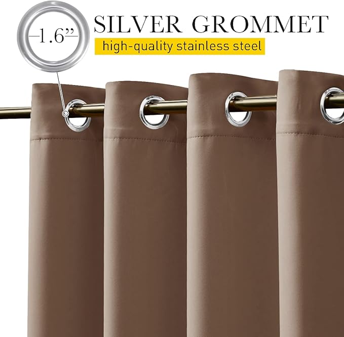 NICETOWN 2 Panels Outdoor Curtains for Patio Waterproof, Top & Bottom Gro...