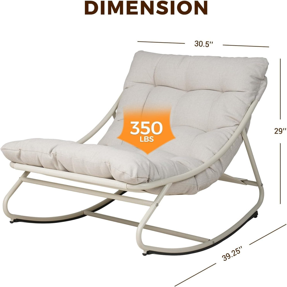 Grand patio Rocking Chair with Cushion for Indoor and Outdoor, Beige