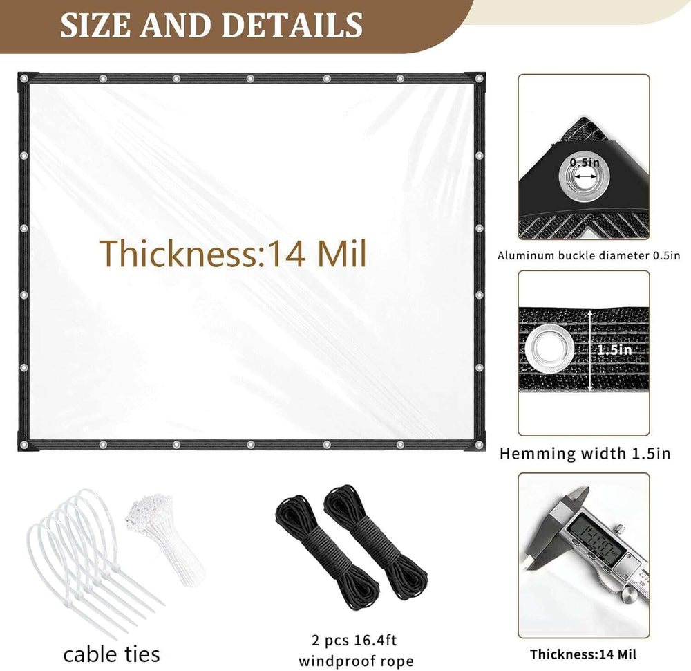 Clear Tarps Heavy Duty Waterproof, Clear Vinyl Tarp with Grommets 7x10ft