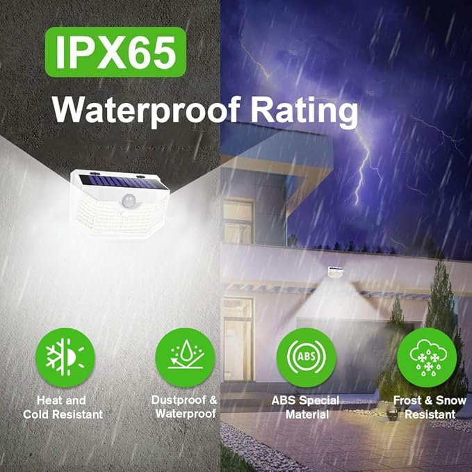 HMCITY 120 LED Solar Lights Outdoor with Motion Sensor and 3 Lighting Modes, ...
