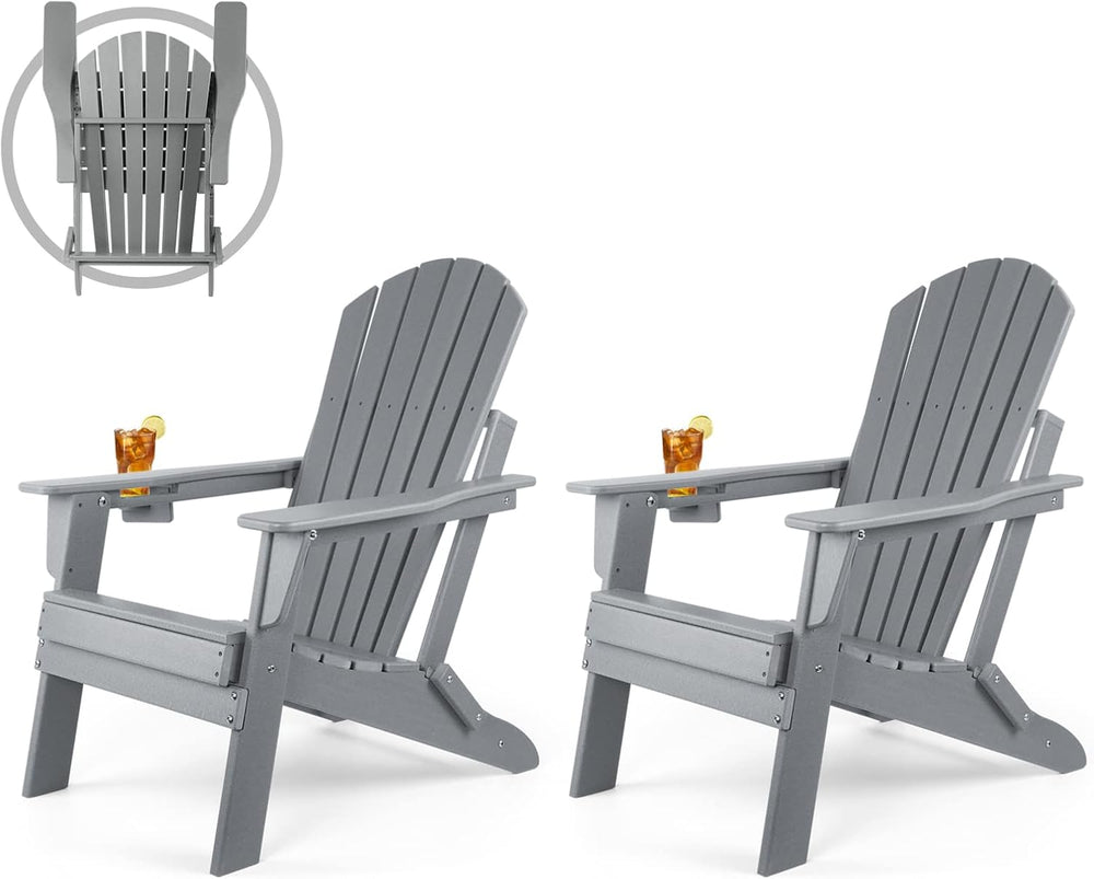 FUNBERRY Oversized Adirondack Folding Chair Set of 2, Fire Pit Chair 400LBS