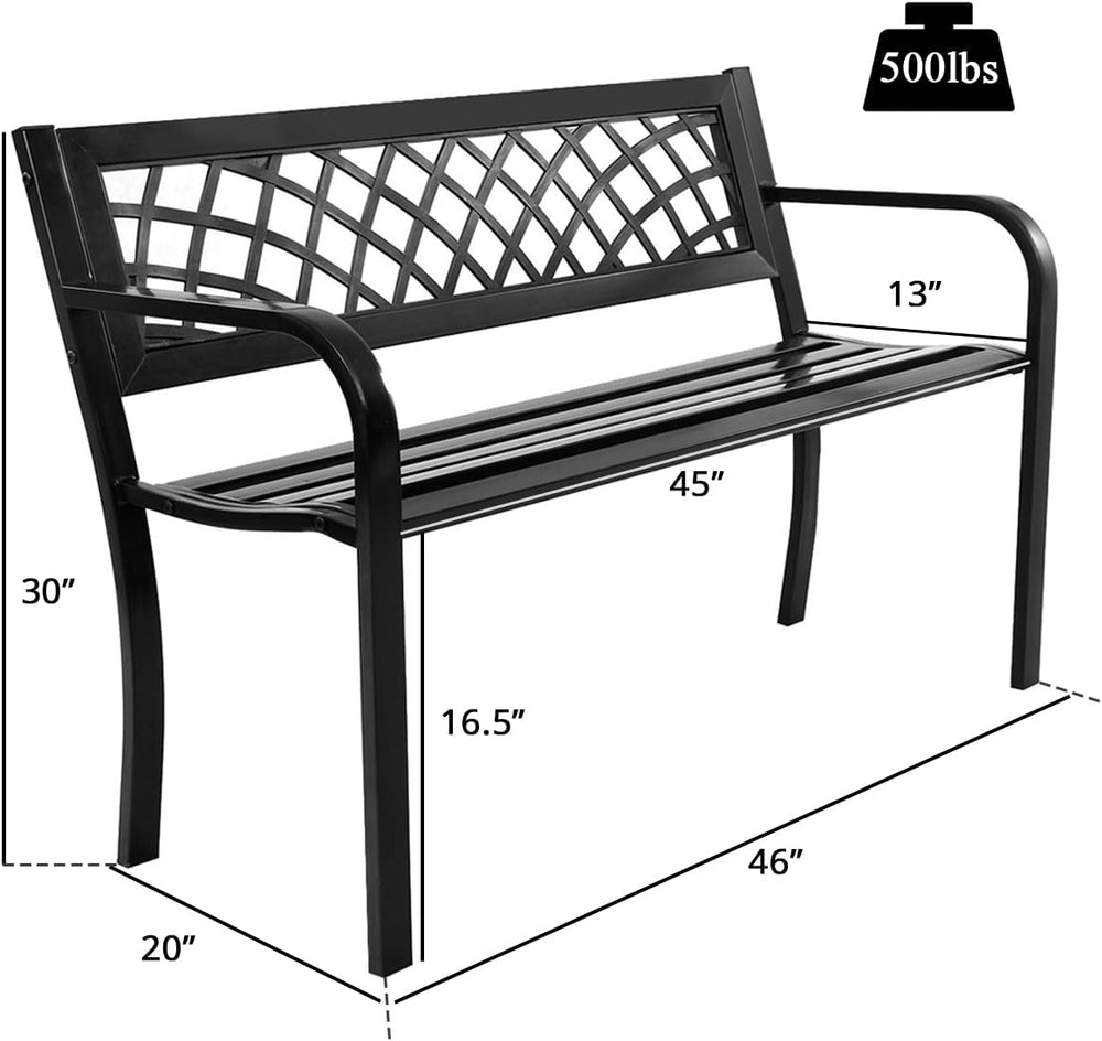 GIANTEX Outdoor Bench, Garden Bench with Iron Steel Frame, PVC Backrest, Mesh...