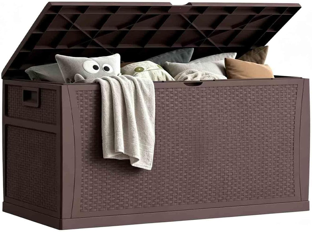 EHHLY 100 Gallon Outdoor Storage Box, Lockable Waterproof Package Delivery Bo...