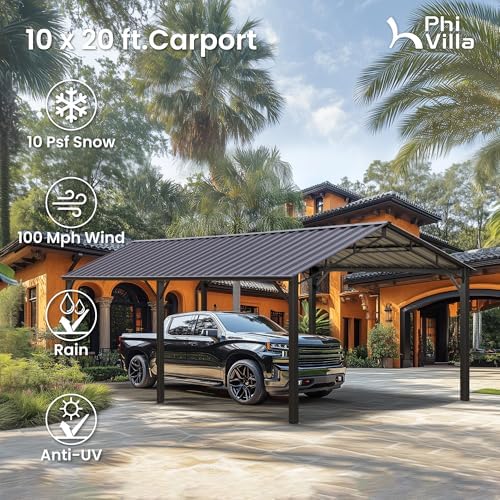 PHI VILLA 10x20ft Carport Metal Heavy Duty Carports Car Shelter