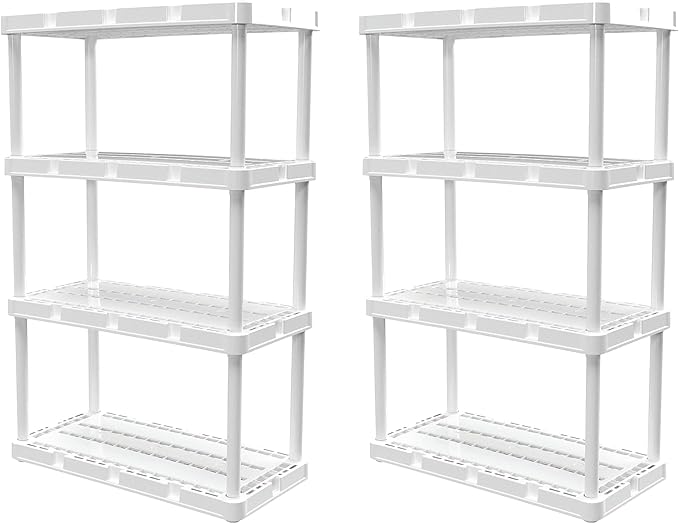 Gracious Living 2 Pack Light Duty Storage Shelves, Knect-A-Shelf 4-Shelf Vent...