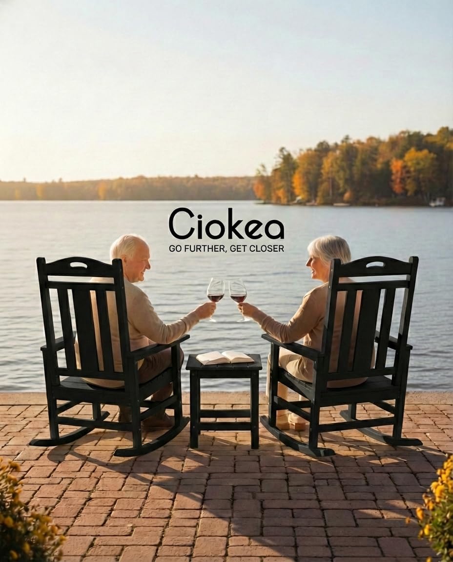 Ciokea Oversized Outdoor Rocking Chair, 380lbs Heavy-Duty Large Patio Rocker,...