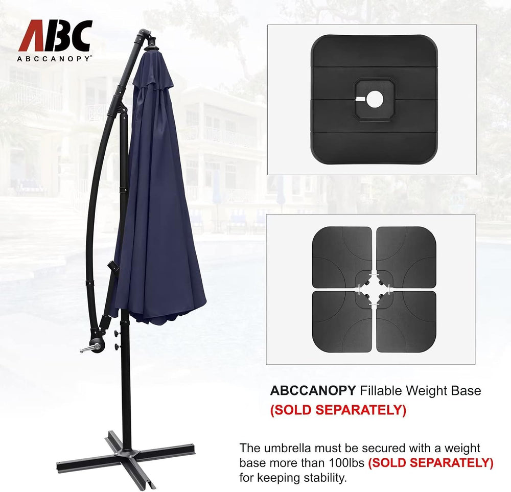 ABCCANOPY 9FT Scalloped Cantilever Patio Umbrella, Tibetan Blue
