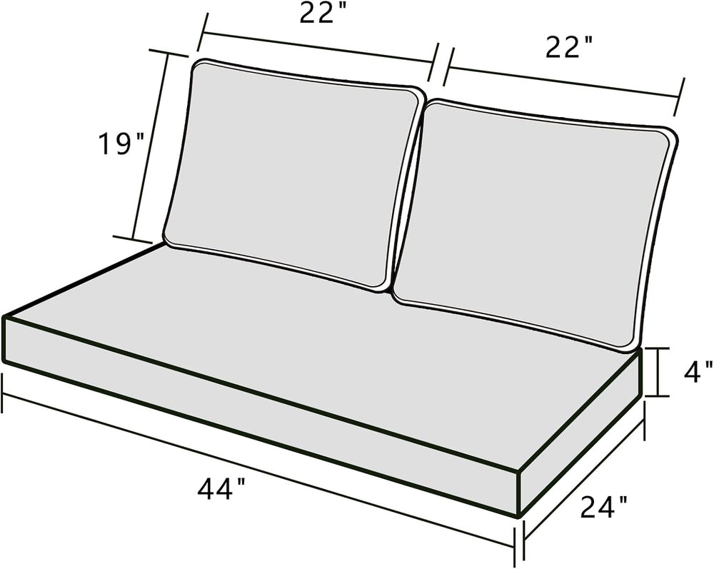 Outdoor Loveseat Cushion Set 44'' x 24'', Outdoor Cushions fo...