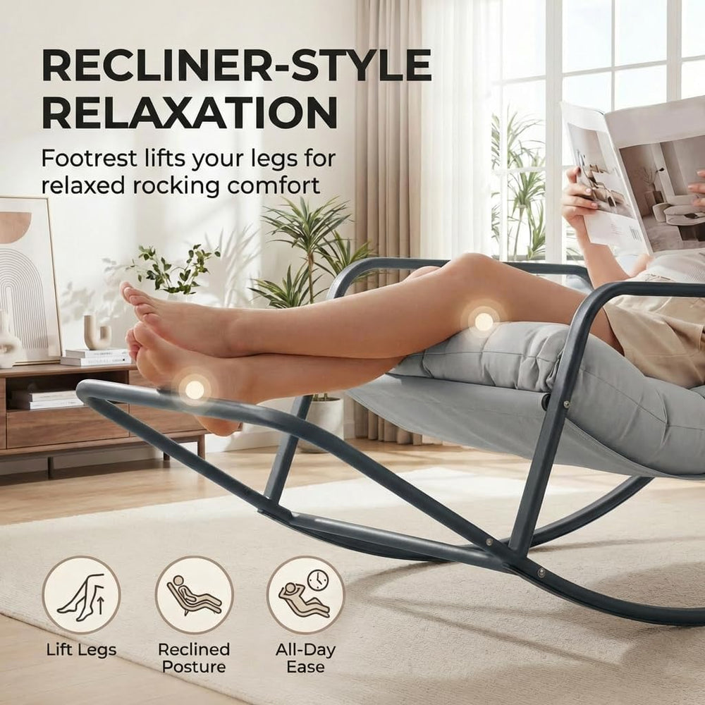 RADIATA Papasan Rocking Chair with Footrest, Outdoor Rocking Lounge Chair