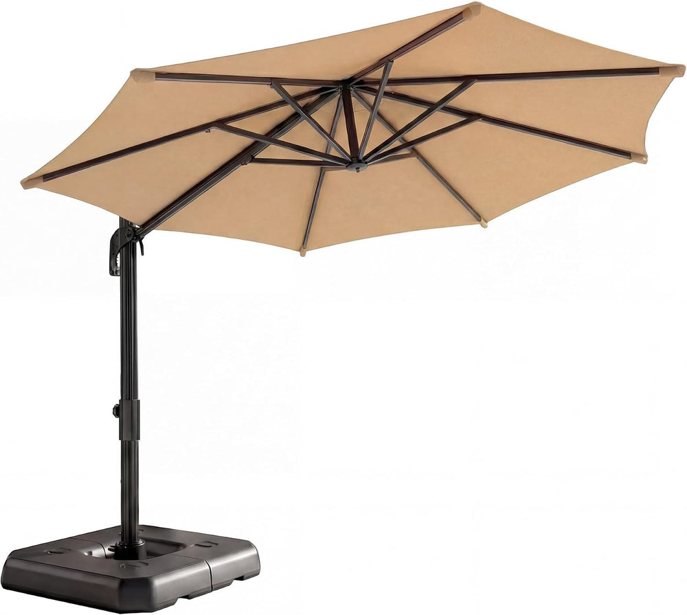 Patio Umbrella Outdoor, 10 FT Cantilever Umbrella Aluminum Offset Umbrella wi...