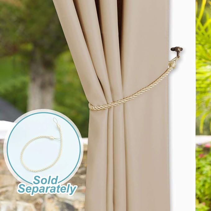 NICETOWN Outdoor Curtain for Patio Waterproof, Rustproof Grommet Outdoor Livi...