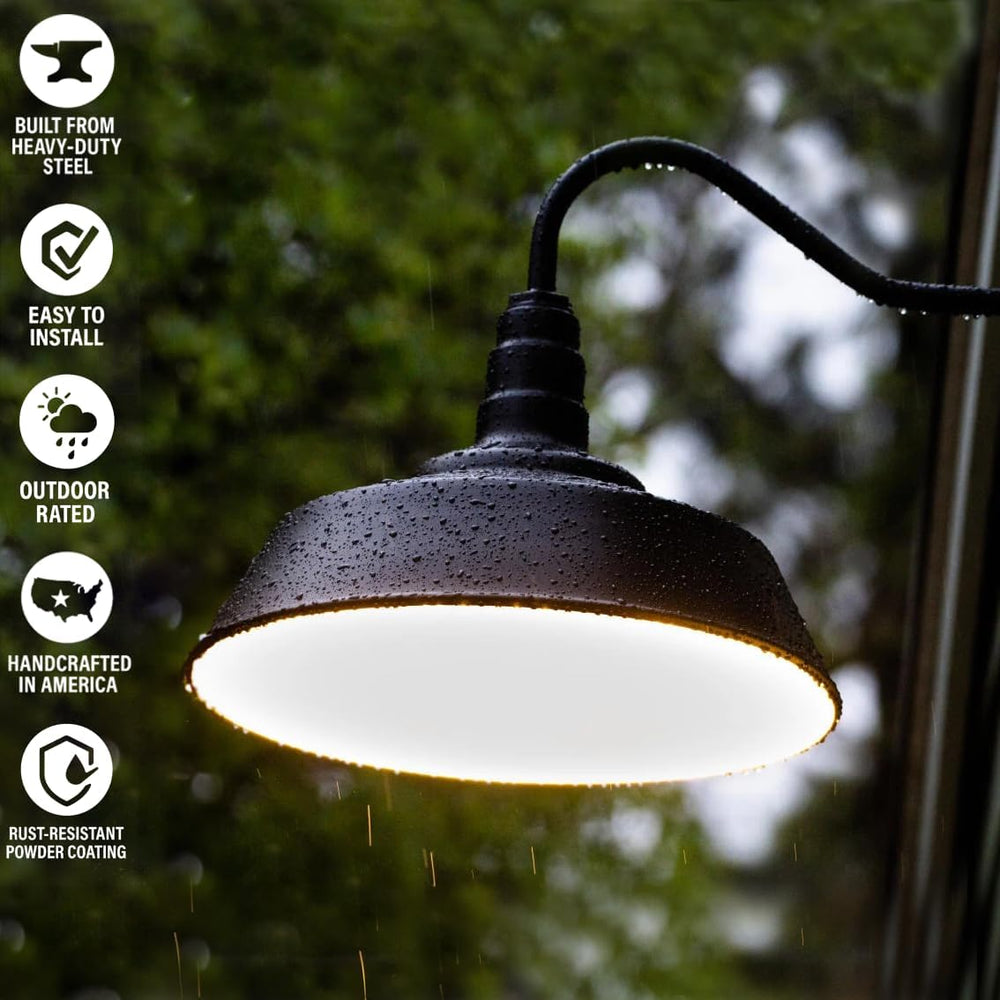 Upslope Gooseneck Large Barn Light 20" Dome | Outdoor Barn | Dark Bronze