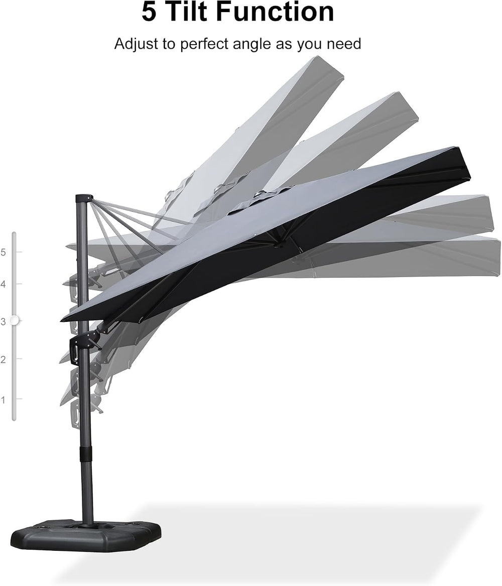 PURPLE LEAF Patio Cantilever Umbrell Left-right Tilting 10' X 6.5' Grey