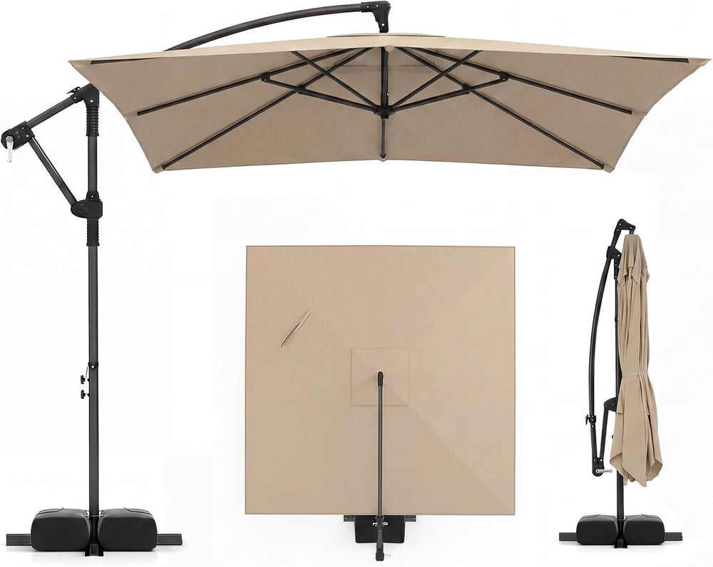 Tangkula 8x8 FT Patio Umbrella with Base Included, Square Offset Cantilever O...