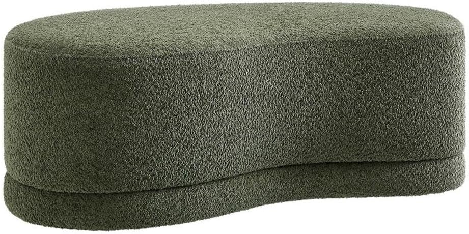 Modway Nimbus 48 Inch Curved Ottoman Bench in Sage - Soft Fabric Chenille Ott...