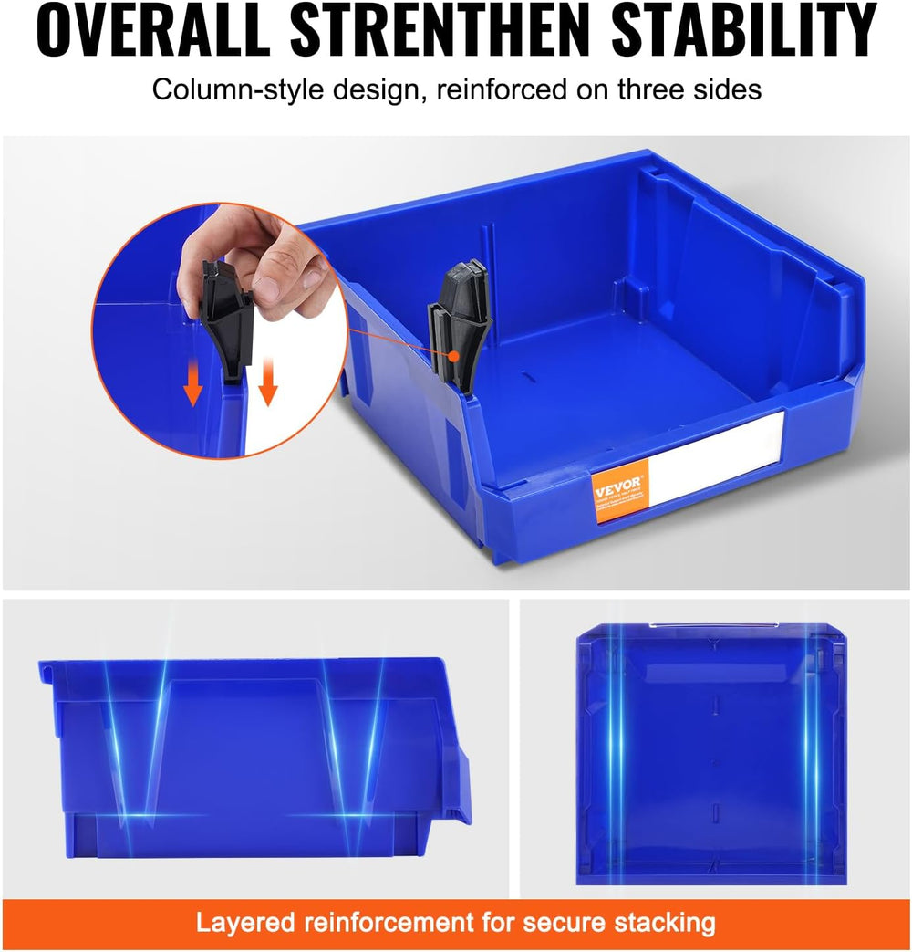VEVOR Plastic Storage Bins 6 Pack (11 x 11 x 5-Inch), Hanging Stackable Stora...