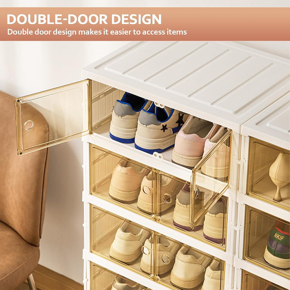 SYNCVIBE Collapsible Shoe Rack Organizer, 9 Tiers, 36 Pairs, 34.2" Wide