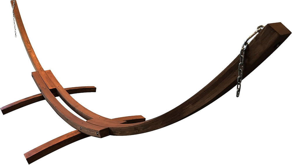 14 Ft. Wooden Arc Hammock Stand. 450 LB Capacity. Teak Stain Finish
