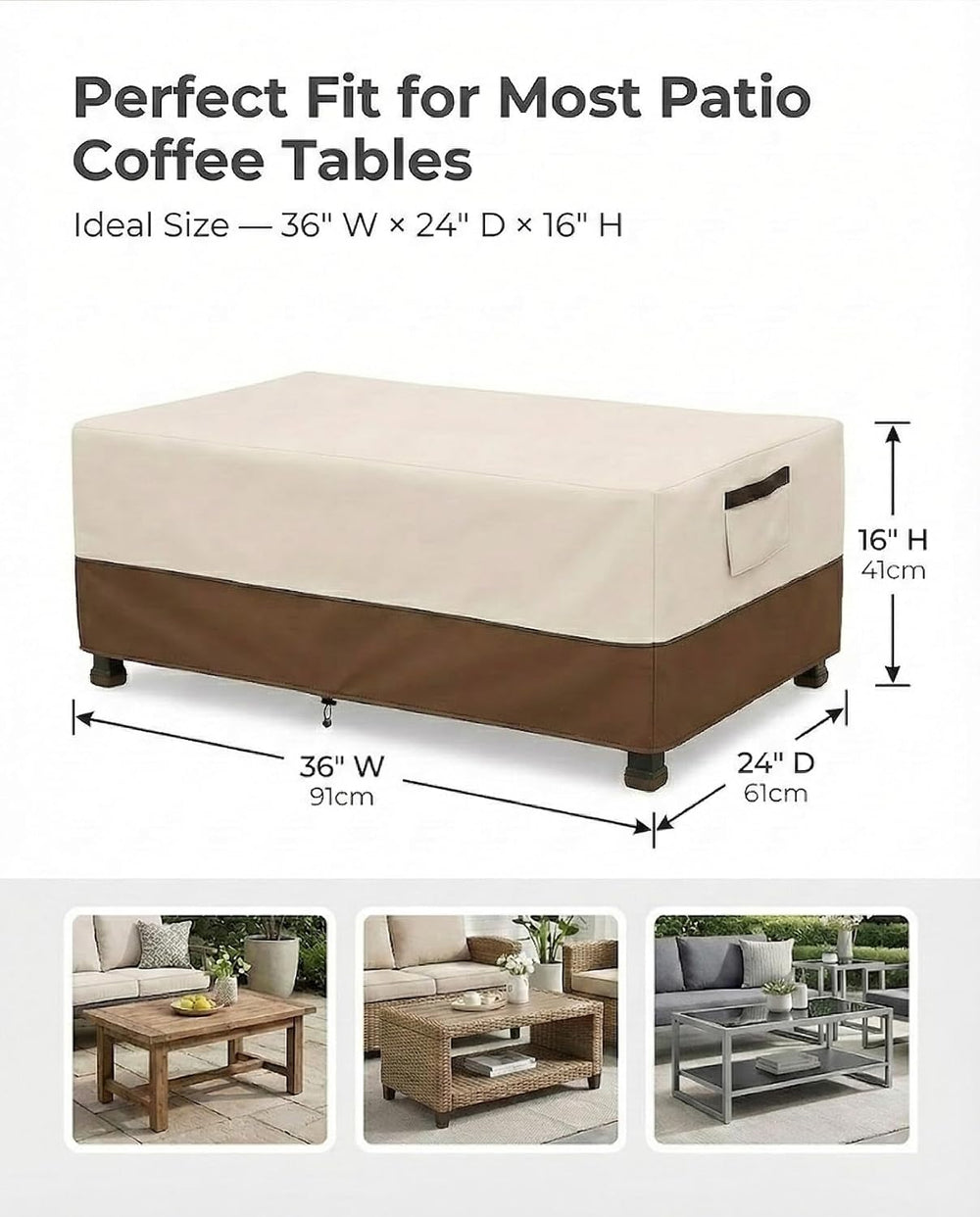 Waterproof Patio Coffee Table Cover, 600D Heavy Duty Outdoor Furniture Covers...
