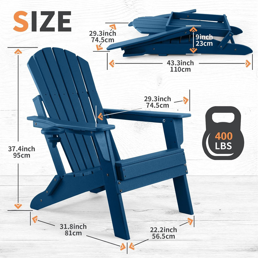 FUNBERRY Oversized Folding Adirondack Chair Set of 2, Fire Pit Chair 400LBS