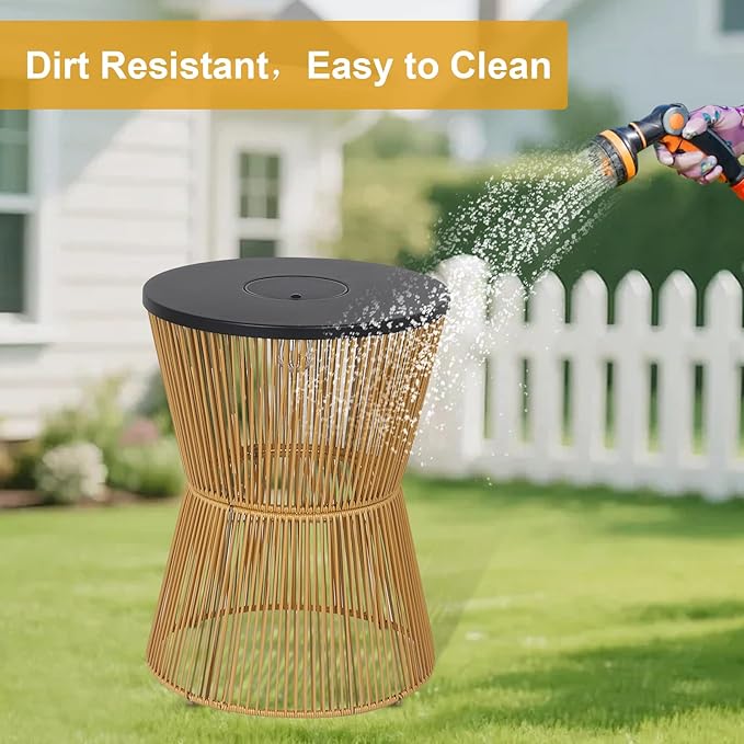 HMVPL Solar Outdoor Side Table with Dimmable Light, Patio Side Tables for Out...