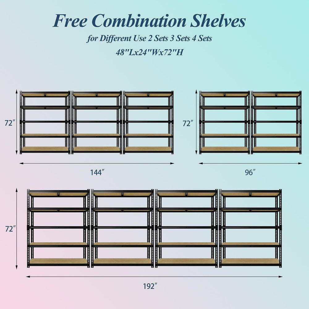 Garvee 5 Tier Heavy Duty Garage Storage Shelves, 48" W x 24" D x 72...