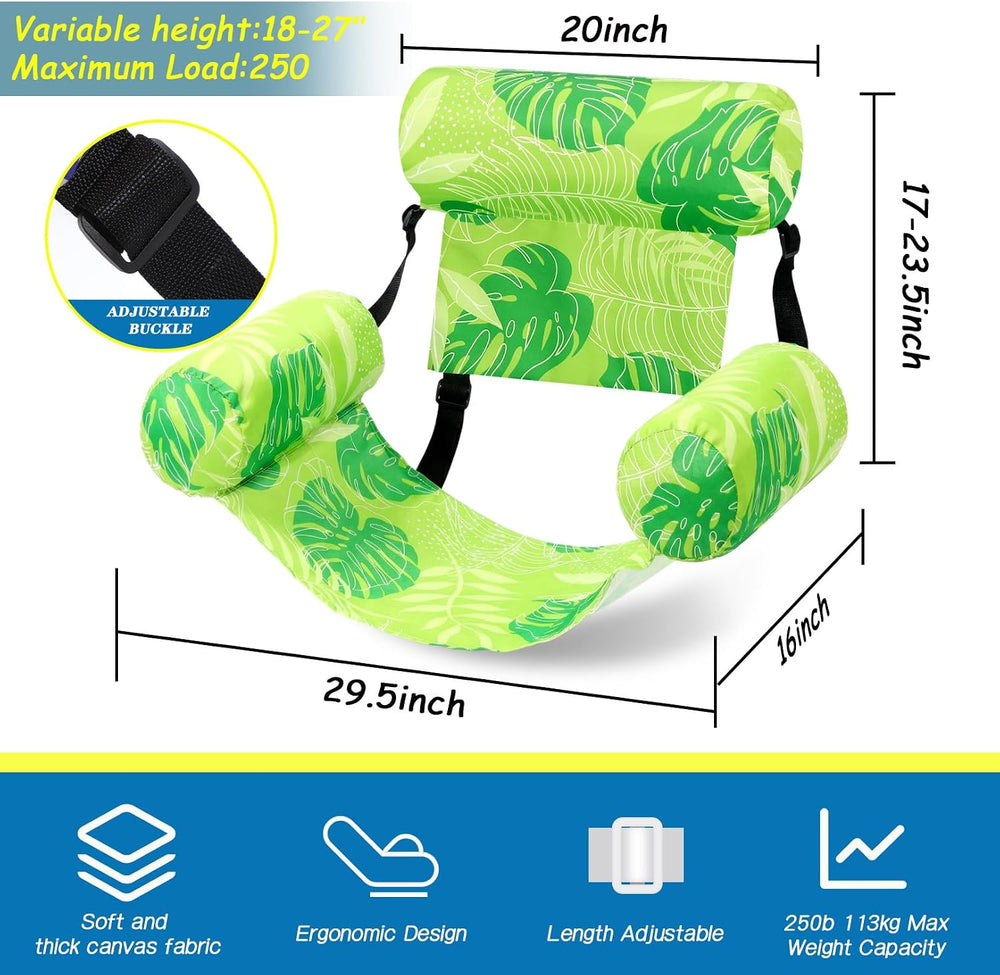 Blueweenly 2 Pack Pool Float Lounge Chair, Tropical, Green, Orange