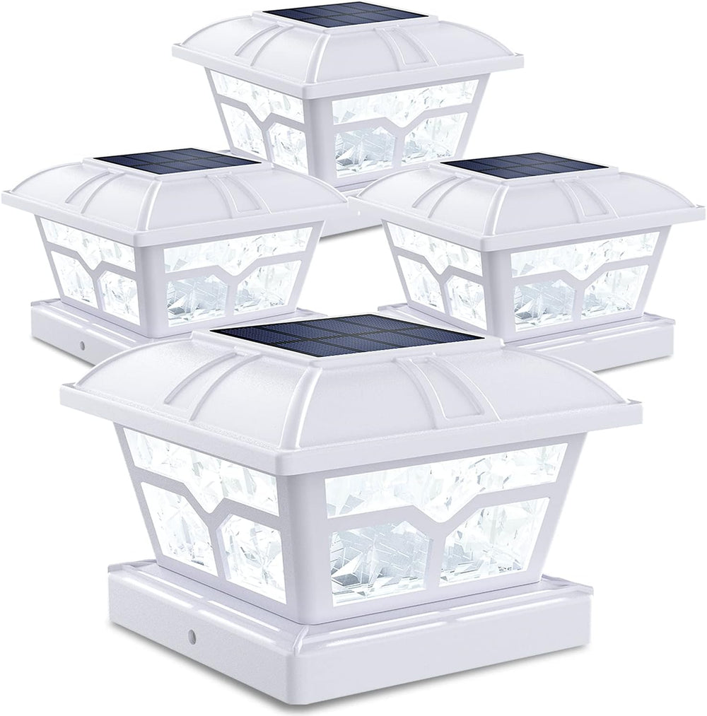 SIEDiNLAR Solar Post Cap Lights Outdoor 2 Modes, 4 Pack, White, Warm/White | ...