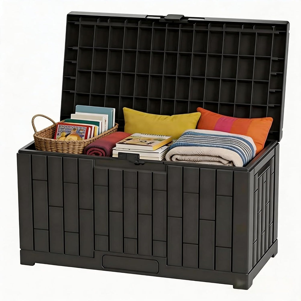 Outdoor Storage Box, 60 Gallon Waterproof Deck Box, Lockable Storage Containe...