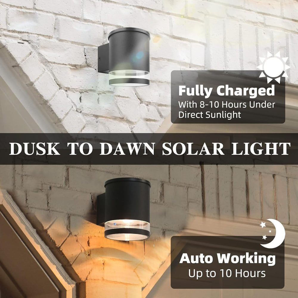 Solar Wall Light Outdoor Dusk to Dawn, Aluminum 3000K Wall Sconce