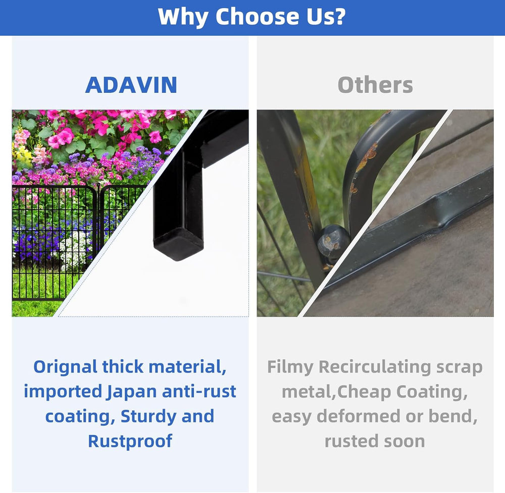 ADAVIN No Gate Tall Garden Fence, 48in 8 Panels Dog Fence Outdoor for Yard | ...