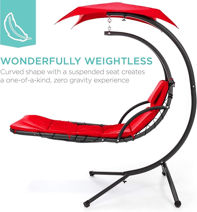 Best Choice Products Outdoor Hanging Curved Steel Chaise Lounge Chair Swing w...